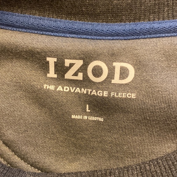 IZOD men’s advantage fleece crew neck classic fit l/s gray sweatshirt size L - Picture 6 of 10